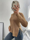 Women's Slim Fit High Elasticity Long-Sleeve Top. Details: Slit Hem Bow Design Knitted - Ribbed Crew Neck Elegant Women's Wear for Autumn/Winter, Casual Everyday Semi-Formal Mustard Yellow Machine-Washable 100% Solid Versatile Base Layer Shirt - Camel