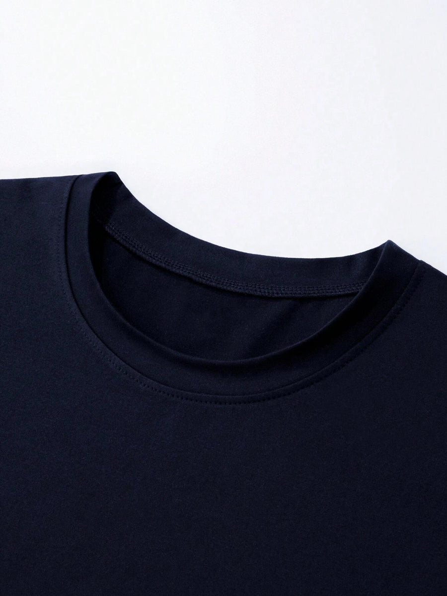 Men'S Single Pc Print Round Neck Short Sleeve T-Shirt, Easy Fashion Loose Comfortable Cool for Outings, Outdoor Sports, Commuting 2KT01 - Deep Blue