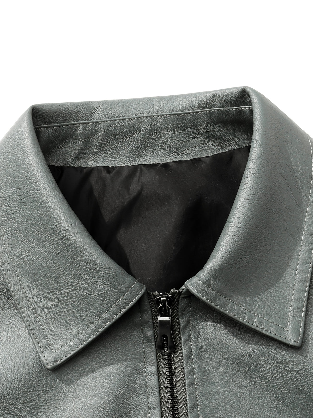 Men'S Lapel Biker Jacket Windproof Wrinkle-Resistant Durable Shaped 3D Cut Body-Shaping Flexible Delicate Fabric Classic Lapel Fitted Short Style Fit Biker Riding Western Street Casual Commuting Curved Seam Zipper Pocket All-Match Outerwear - Bean Green