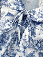 Women'S Elegant Summer Printed Square Neck Bow Puff Sleeve A-Line Waist-Cinching Fashionable Elegant Sweet Top, Random Print - Mixed colors