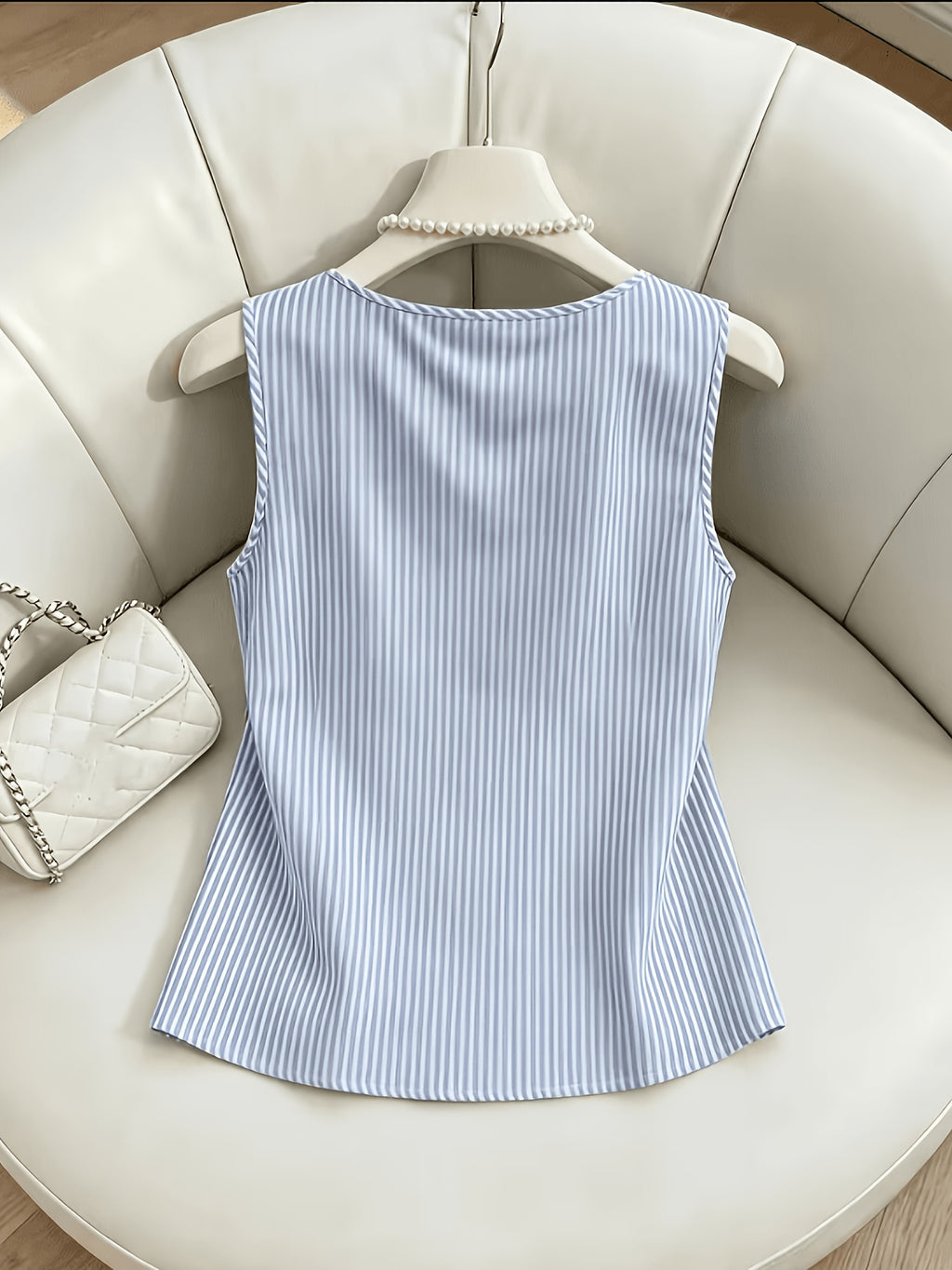 2026 Summer Women's Elegant and Fashionable Short-Sleeve Printed Shirt Vest Top, Women's Striped Komusuba, Comfortable Sleeveless Shirt for Commuting and Vacation - Mixed colors