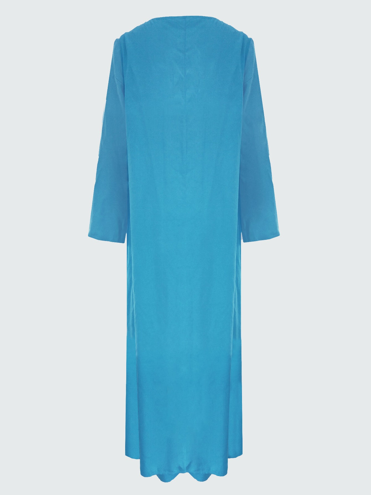 Solid Color Casual Loose 2pcs Set, Women's Three-Quarter Sleeve Irregular Hem Round Neck Long Tunic Paired with Wide-Leg Long Pants, Comfortable Outfit Suitable for Travel, Home, and Outdoor Shopping - Lake Blue