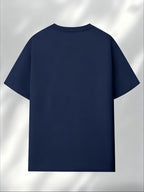 Men'S 2D Novelty Short Sleeve T-Shirt Printed with Minimalist Snowy Paris Elements Pattern, Loose Comfortable Crew Neck, Street Trendy Casual Summer Top, Breathable Fabric - Navy Color
