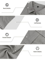[Pearson OBM] Milan New Men'S Lapel Long Sleeve Shirt Light Luxury Premium Casual Loose All-Match Top Suitable for Seaside Vacation Beach Outing Travel Walking Daily Commute City Outing Date Party Home Wear Fresh Neat Comfortable Durable Good-Lookin - Deep Gray
