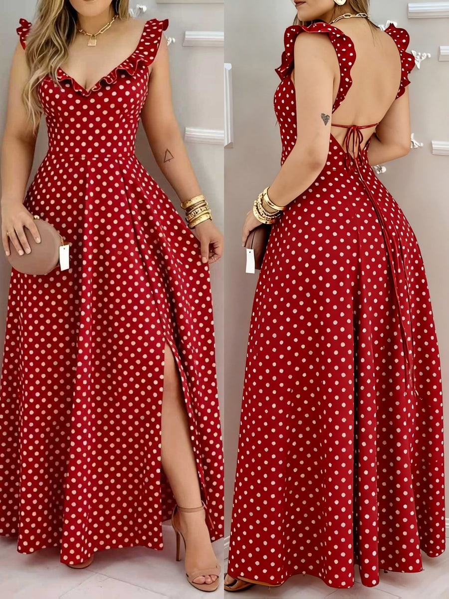 Leidia Polka Dot Long Gown - Mixed colors