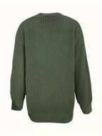 Women'S Autumn Winter New V-Neck Single Button Long Sleeve Solid Color Cardigan - Green
