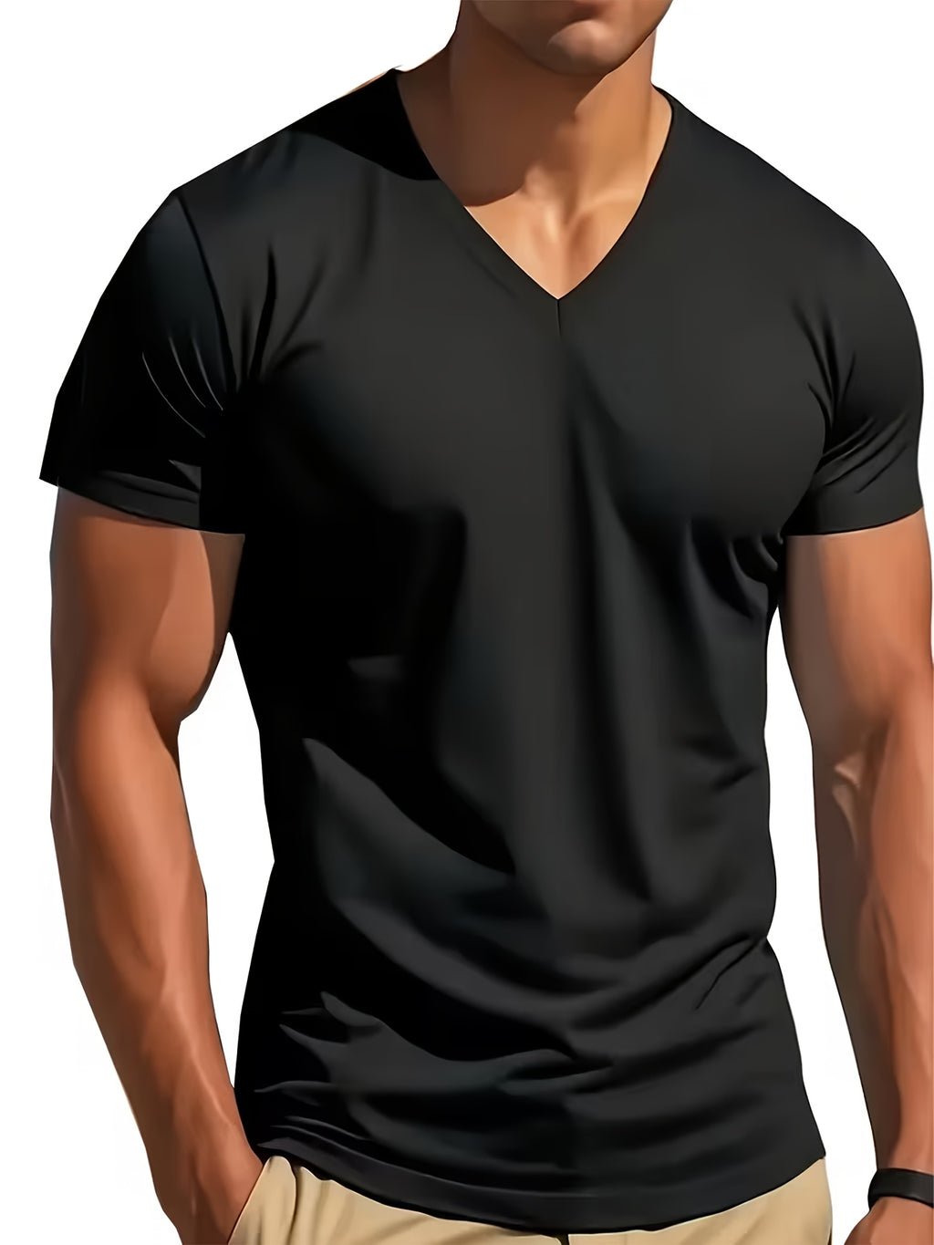V-neck T-shirt in Black, White, Navy Blue, Gray, Burgundy, and Black - 6pcs Mixed Pc. More Comfortable Than You Might Imagine, with Slight Stretch, Slim-fit Cut, Versatile Design. Men's Short-sleeve T-shirt, Sweatshirt, Quick-dry Athletic Top - V-neck T-shirt, Black/White/Navy/Gray/Burgundy/Black, 6-Pack