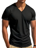 V-neck T-shirt in Black, White, Navy Blue, Gray, Burgundy, and Black - 6pcs Mixed Pc. More Comfortable Than You Might Imagine, with Slight Stretch, Slim-fit Cut, Versatile Design. Men's Short-sleeve T-shirt, Sweatshirt, Quick-dry Athletic Top - V-neck T-shirt, Black/White/Navy/Gray/Burgundy/Black, 6-Pack