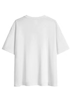 letter print drop shoulder t-shirt, short sleeve crew neck casual top for spring & summer, Women's clothing - White