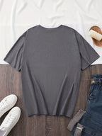 Disney Minnie Cute Short-Sleeve Women'S T-Shirt with a Heart Print, Comfortable Round-Neck Sweatshirt for Spring And Summer - Dark Gray