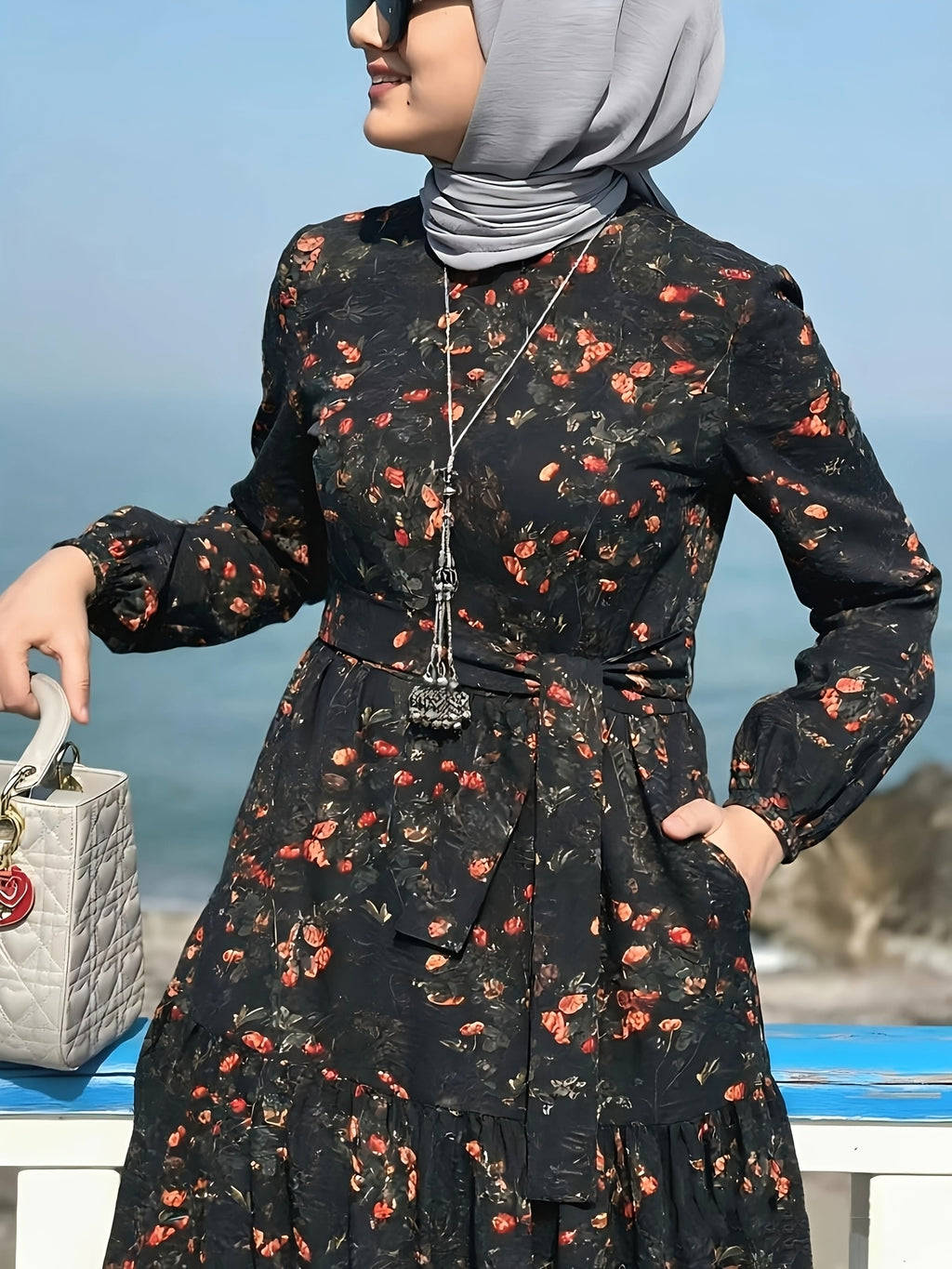 Fashionable and Elegant Printed Dress 8330-1 - Black