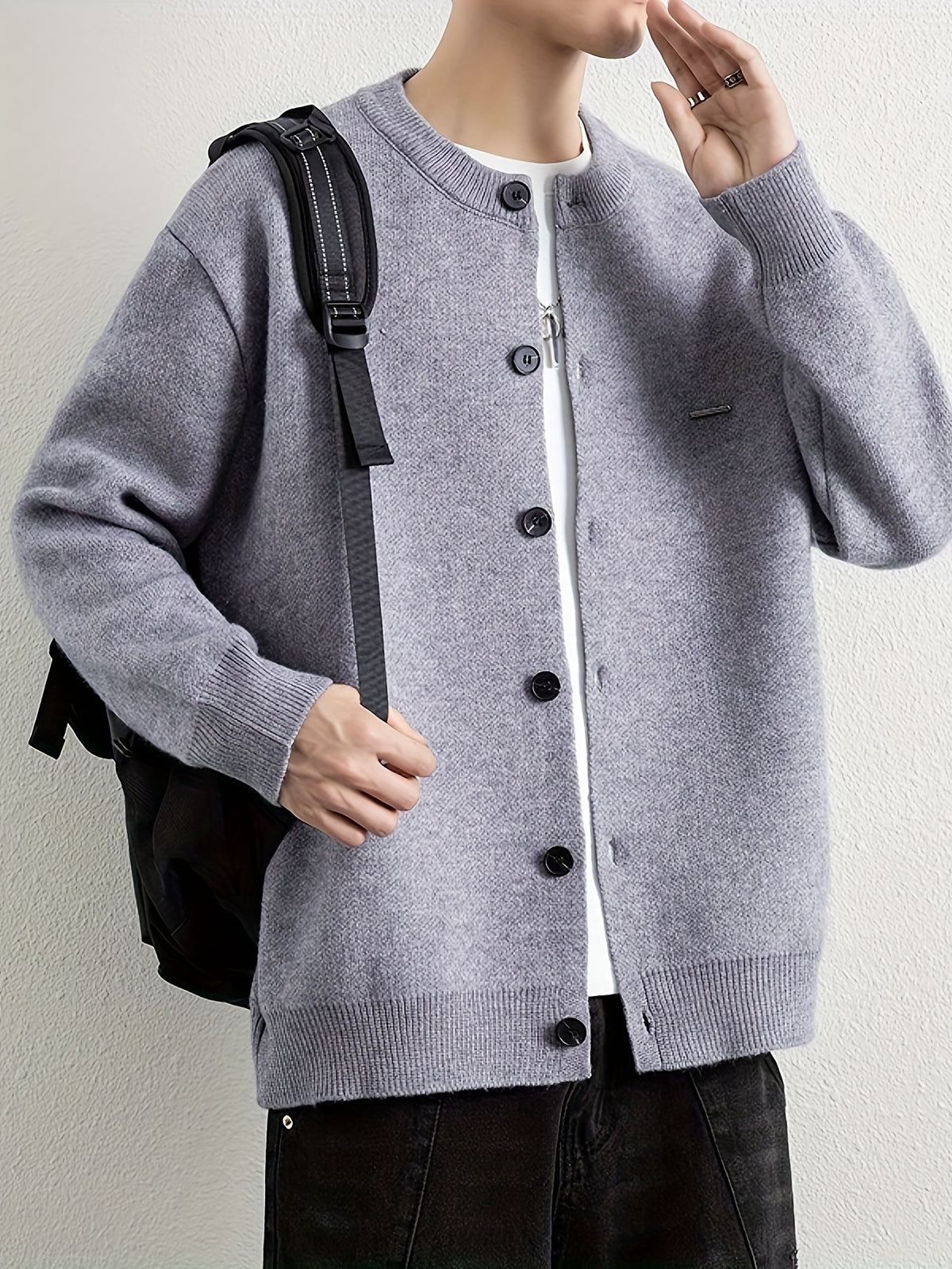 Men's Autumn Winter Trendy Versatile Warm Cardigan Sweater 25861 - Grey