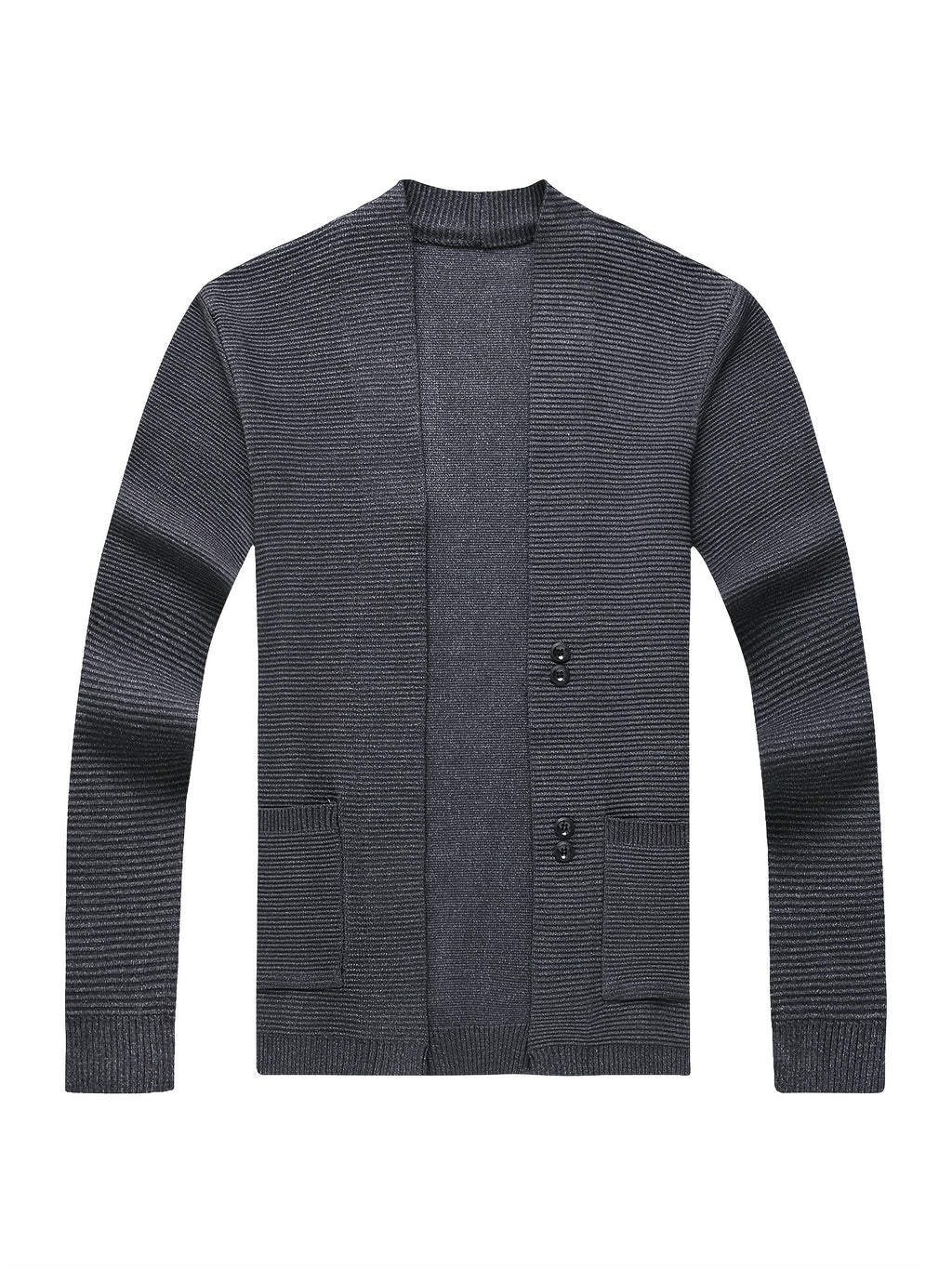 Du Jing Lan OBM Spring/Summer New Arrival Men's Knitted Cardigan, Old Money Style Solid Color V-Neck Long Sleeve Open Front Knit Cardigan, Men's Business Casual Fashion Single-Breasted Ribbed Sweater Jacket with Side Pockets, Suitable for Layering - Dark Gray