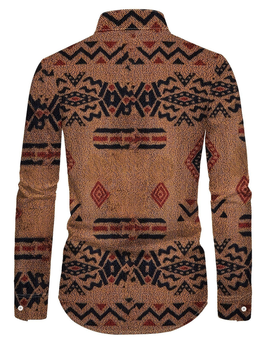 Men's Long-sleeve Shirt, Spring and Autumn Base Shirt, Casual and Versatile for Work, Casual Printed Fashionable Top, Trendy Men's Shirt, Machine Washable - Mixed colors