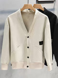 Men'S Cardigan in Stock Spring Autumn Casual Fashion Button Jacket Trendy Brand Easy Cardigan Youth Men'S Outerwear - Apricot