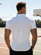 2pcs Men's 100% Cotton V-Neck T-Shirt - Breathable Short-Sleeve Solid Color Basic Tee Suitable for Summer Gym, Outdoor Sports & Casual Wear, Non-Stuffy Machine Washable Pure Cotton Shirts for Fitness and Everyday Activities - White