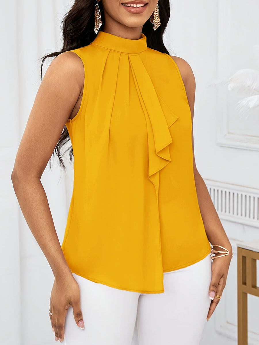 Women'S Fashion Sleeveless Short Sleeve Top - Yellow