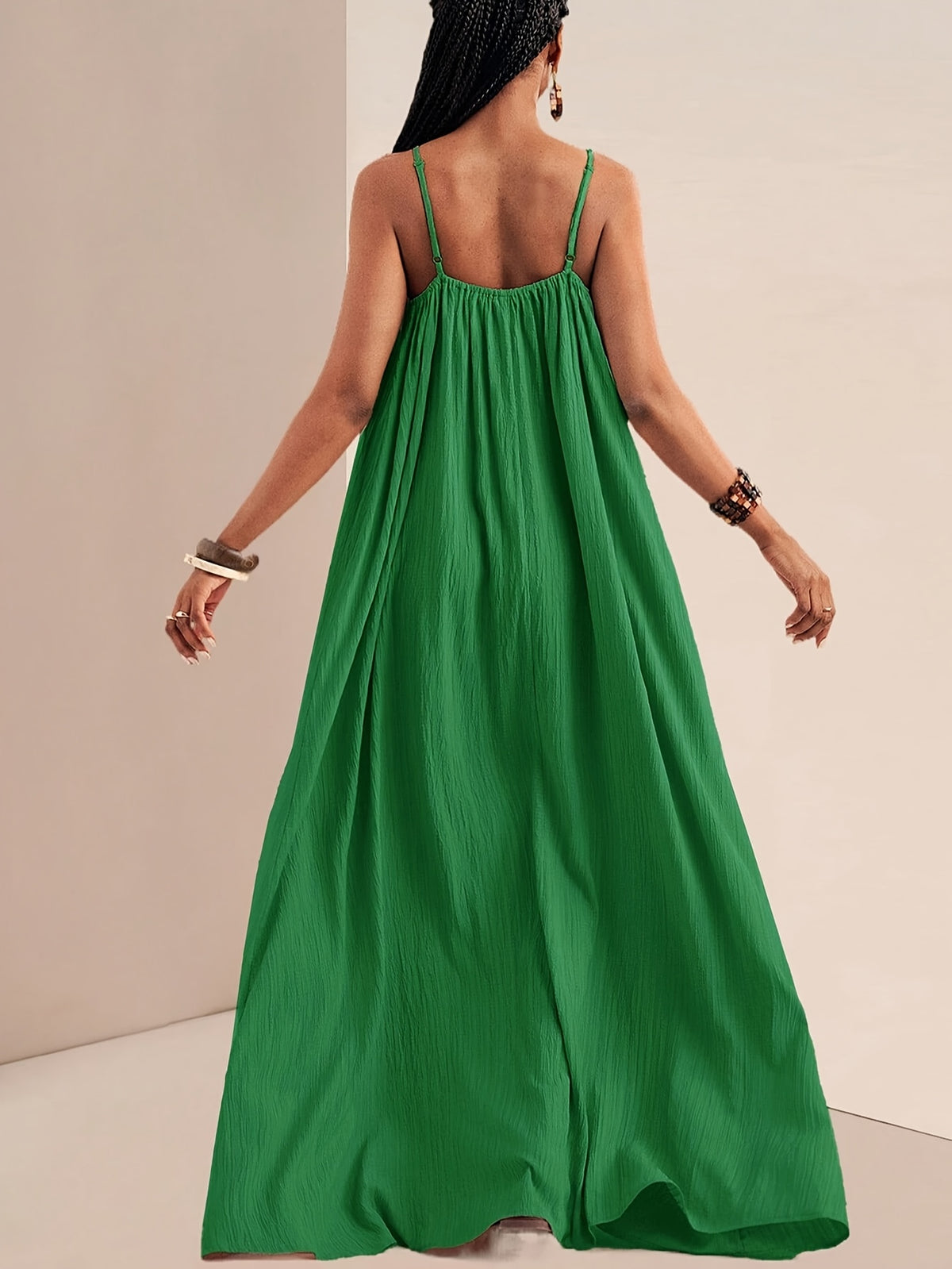 Women'S Solid Color Cami Dress - Green