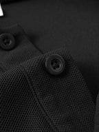 Men'S Breathable Soft Fabric Knit Polo Shirt, Fashionable MILANO Letter Print Business Top, Summer Lapel Long Sleeve Tennis Shirt Suitable for Golf And Business Casual, Gift - Black