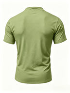 2026 New Men'S Casual Small Lapel Solid Color Short Sleeve, 2pcs Set - Military Green And Wine Red
