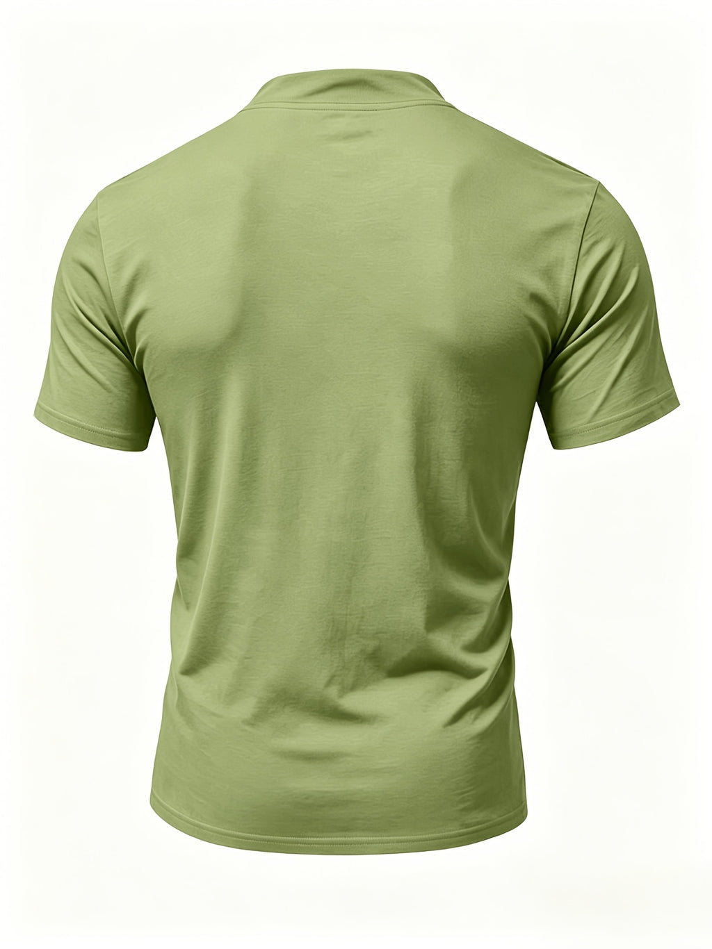 Men's Casual Drawstring Stand Collar Short Sleeve - Olive Green