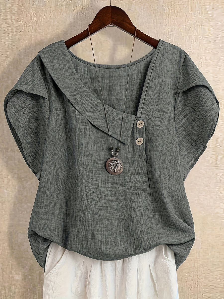 Women'S Solid Fashion Shirt for Summer - Grey