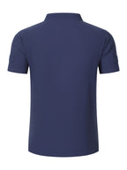 Men's Solid Color V-Neck Short Sleeve T-Shirt, Summer Casual Breathable Solid Color Top, Simple Fashionable Trendy Men's Clothing - Navy Color