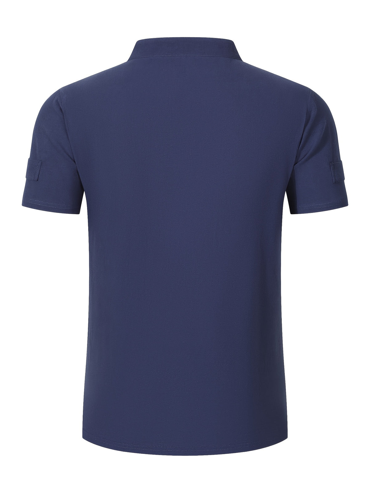 Men's Solid Color V-Neck Short Sleeve T-Shirt, Summer Casual Breathable Solid Color Top, Simple Fashionable Trendy Men's Clothing - Navy Color
