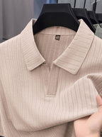 Men's Summer Lapel Polo Shirt, Slim Fit Straight Cut, Highly Forgiving Fit, Sculpts Waist and Abdominal Lines, Clean and Crisp Upper Body; Suitable for Various Occasions Including Daily Casual, Light Business Commuting, and Outdoor Outings - SINBOS - Khaki