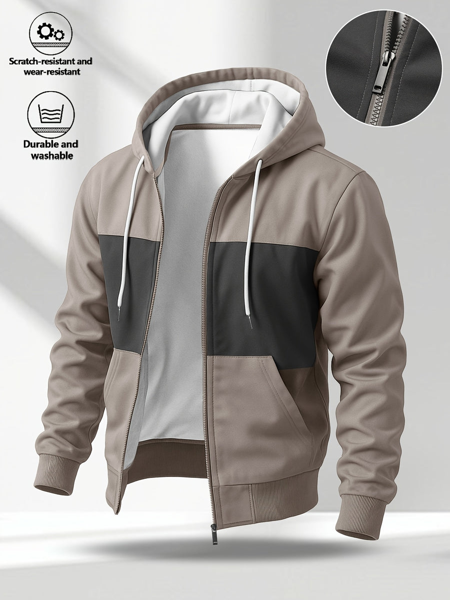 Men'S Versatile Fashion Casual Hooded Zip-Up Cardigan Sweater Jacket WJ5748 - Khaki