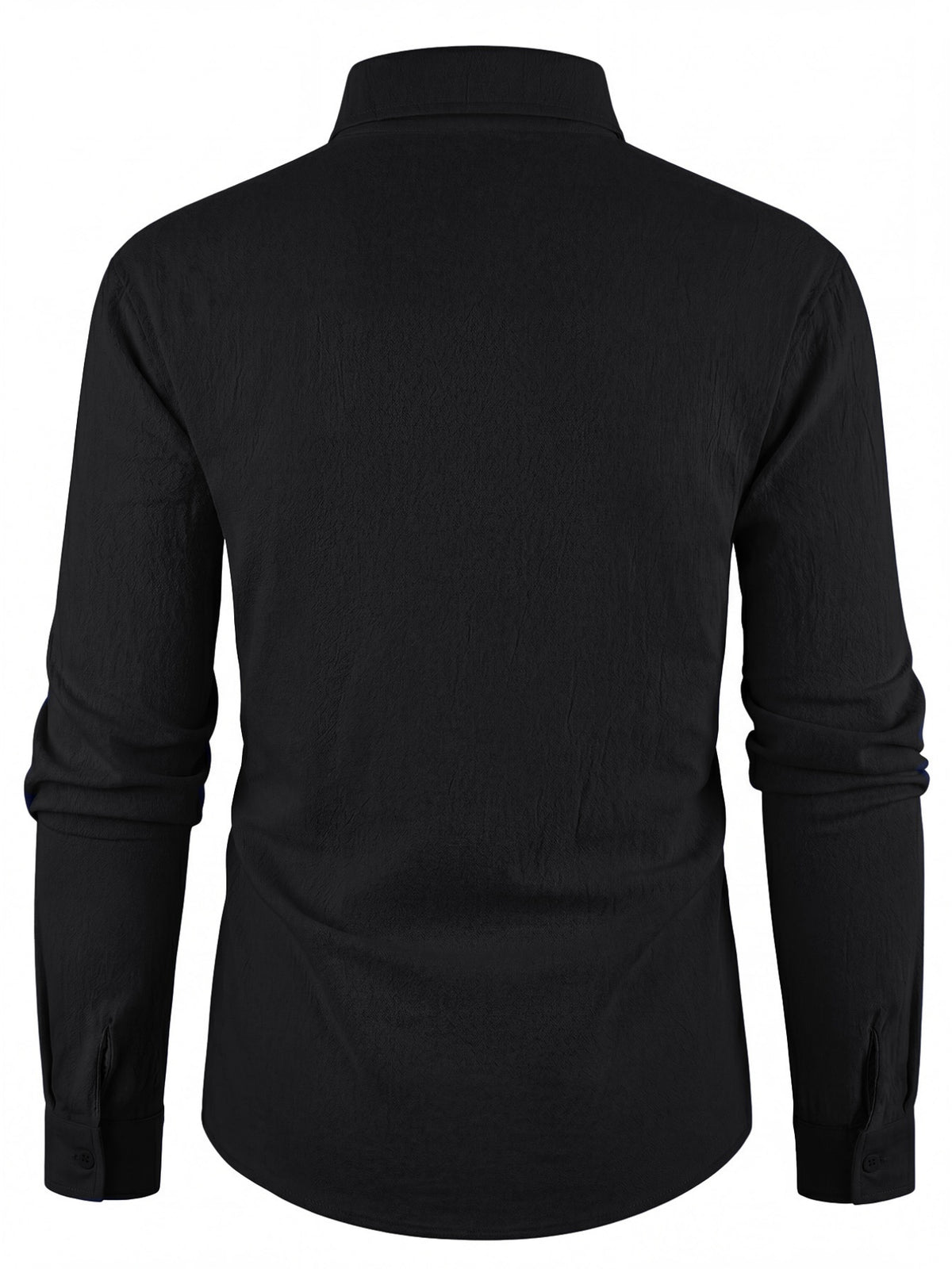 Men'S Thin Textured Linen Shirt, Trendy CHOIZE English Logo Print Loose All-Match Long Sleeve Shirt Top - Black