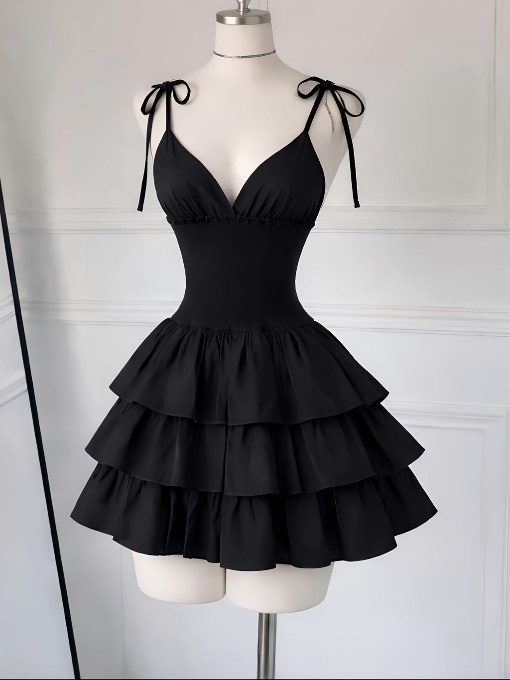 Y2K Spring Summer Cami Dress - Black