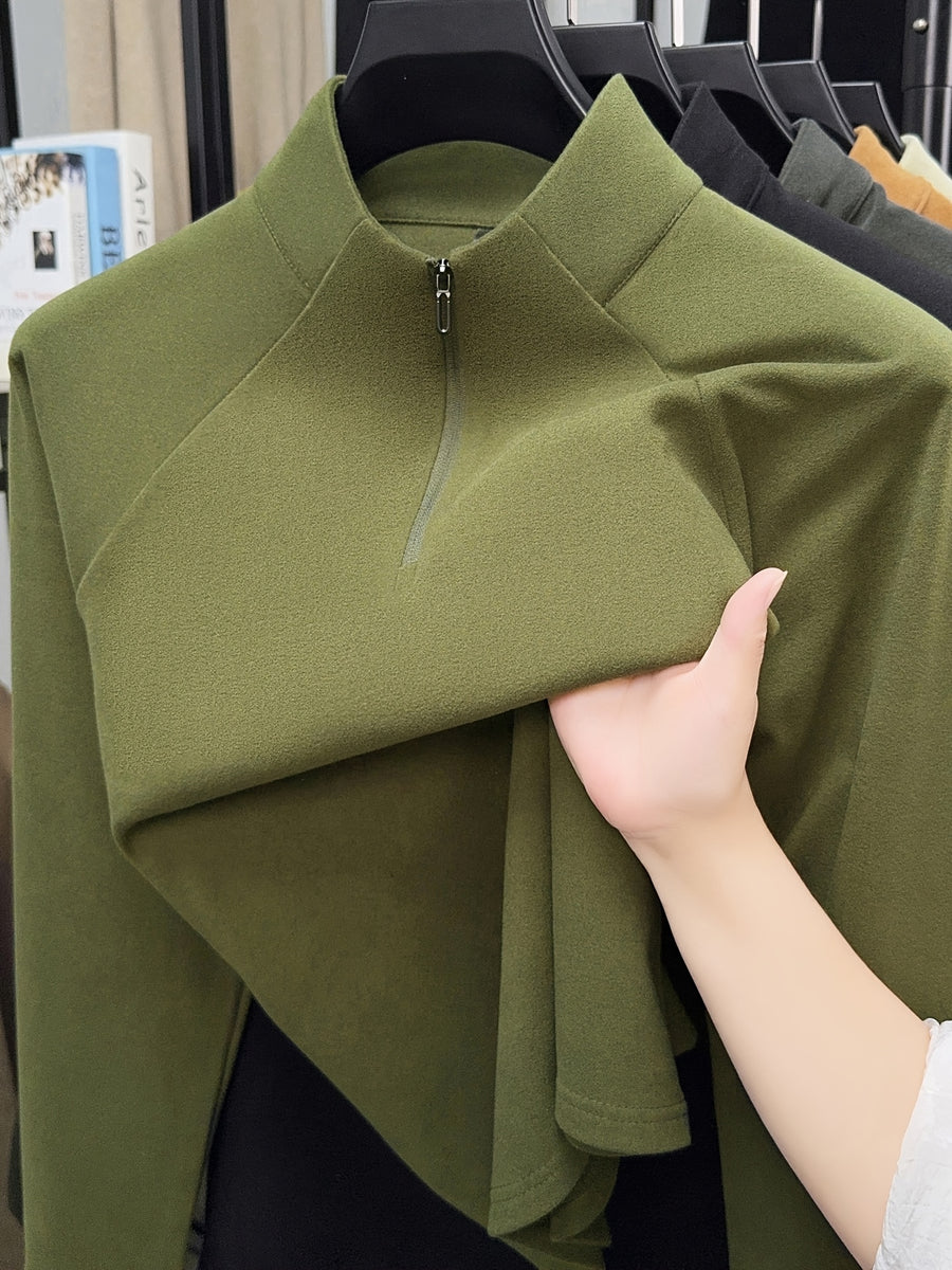 Fathers Day Gift for Men 2026 Early Spring New Half-Zipper Solid Color Men'S Sweatshirt, Easy And Atmospheric Comfortable Breathable, Daily Commute Casual - fern green