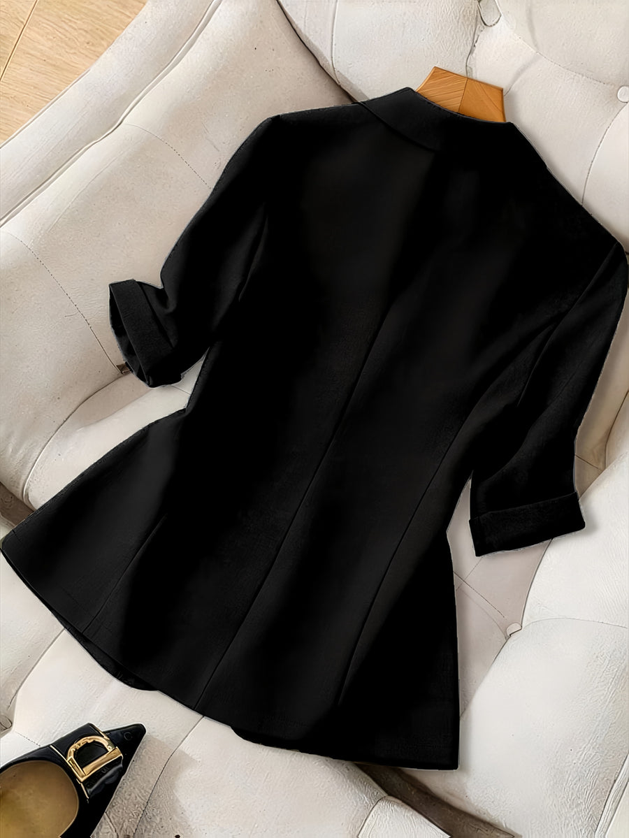 Women'S Seasonal Casual Suit Jacket, Fashionable And Versatile Professional Outfit, Easy Commuting Top - Black