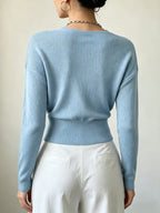 Women'S New Arrivals INS Autumn/Winter Cross-Collar Pullover, Elegant Versatile Loose Fit Machine Washable Long-Sleeve Knitwear - Sky Blue