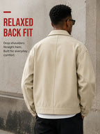 Men'S Lapel Collar Snap Button Utility Jacket, Multi-Patch Pockets Design with Pen Slot, Loose Short Cut Workwear Outer Coat, Durable Fabric Street Style Outerwear for Everyday City Wear - Apricot