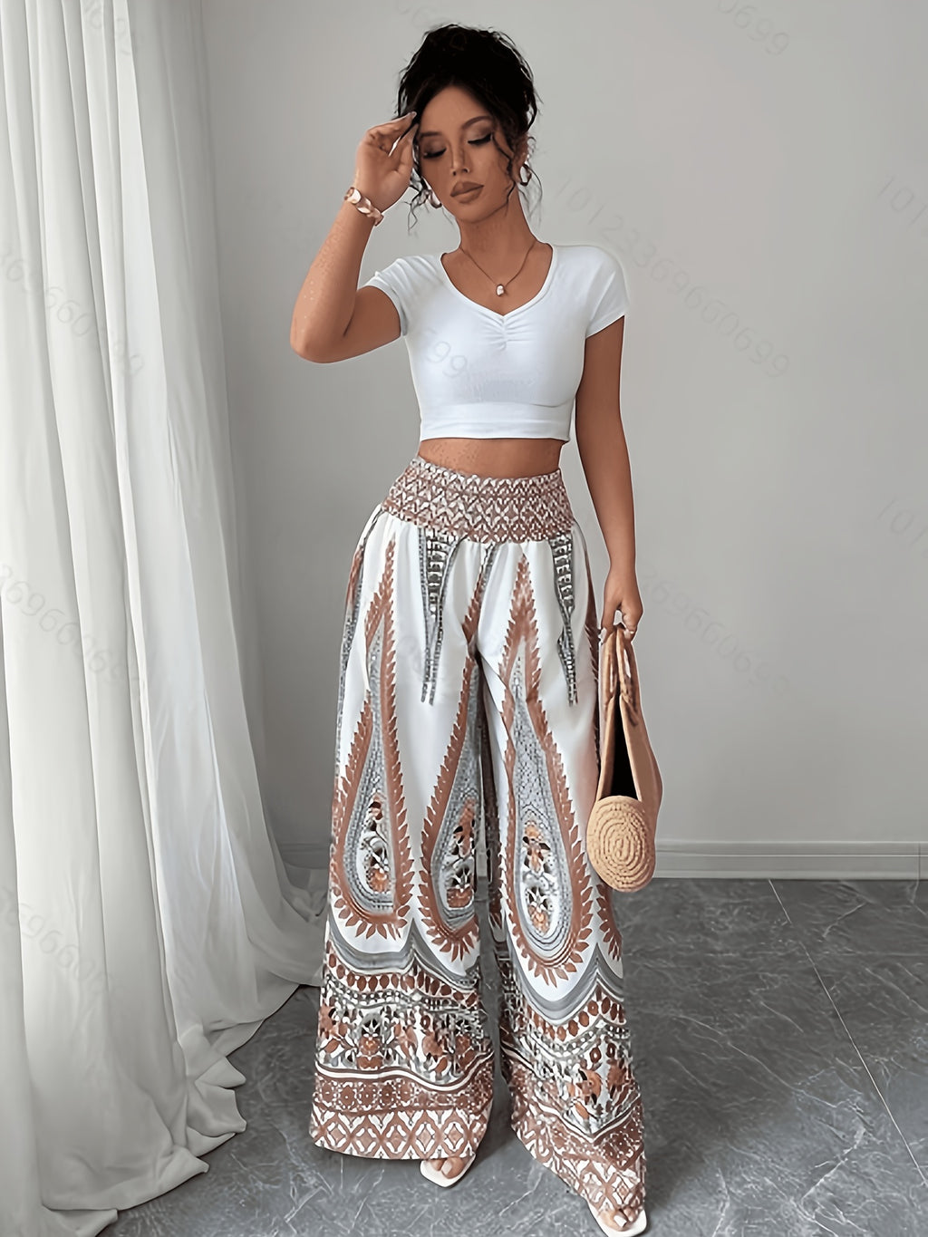 Women's Fashion Wide-Leg Pants - White
