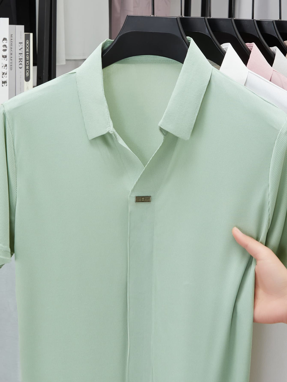 Men'S Luxury Notch Collar Polo Shirt, Thin Cool Wrinkle-Free Quick Dry Short Sleeve, Father'S Day Gift for Fishing Men'S Clothing - Green