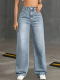 Women'S High-Waisted Elastic Light-Colored Slim-Fit Straight-Leg Wide-Leg Elegant And Fashionable Trousers - Light Blue