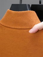 ZBZP Men's Solid Color Knit Sweater Half-Zip Stand Collar Pullover - Warm Winter Sweater Suitable for Fall/Winter, Casual Stand Collar Sweater for Office & Casual Attire, Basic Knitwear, Hand Washable Solid Color Sweater - Bright Red