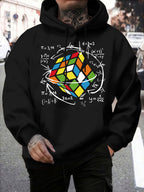 Men's Fashionable Trendy Hooded Casual Sweatshirt, -Lined for Autumn/Winter, American Style for Christmas and Halloween Outings - Black