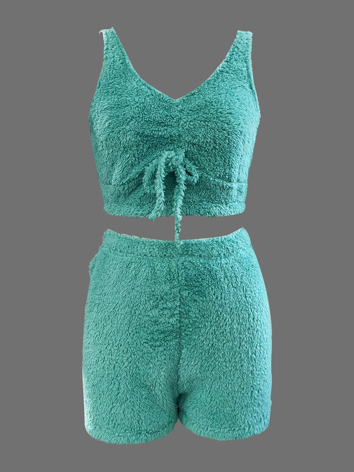 Stylish Women's Casual Three-Piece Autumn/Winter Fleece Set - Ocean Green
