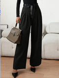 Women's Long Pants, New Autumn/Winter Collection, Elegant and Fashionable Wide-Leg Trousers - Black