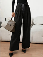 Women's Long Pants, New Autumn/Winter Collection, Elegant and Fashionable Wide-Leg Trousers - Black