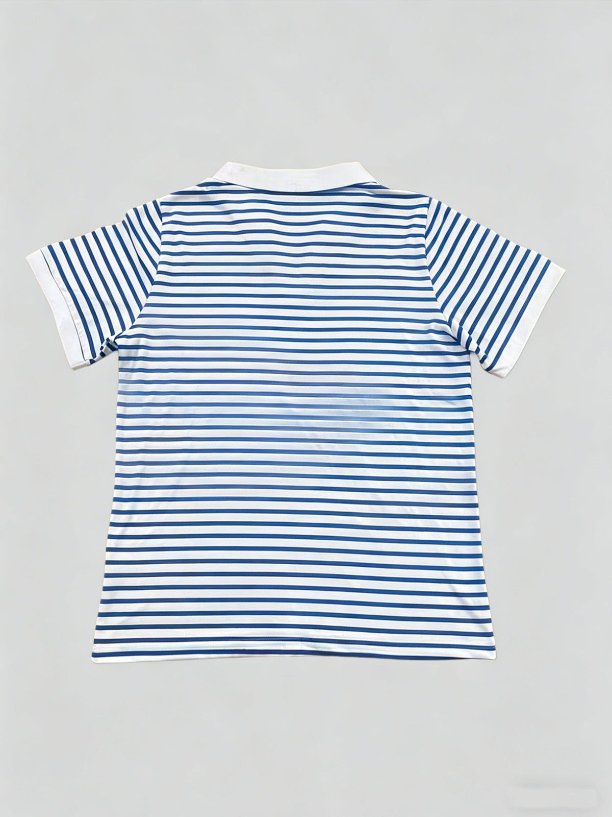 New Summer V-Neck Lapel Striped Polo Shirt for Women, Regular Shoulder Fit, Classic Striped Design, Short Sleeves with  Cute and Playful Cat Graphic Print, Versatile Top for Casual Daily Wear and Commuting - Blue