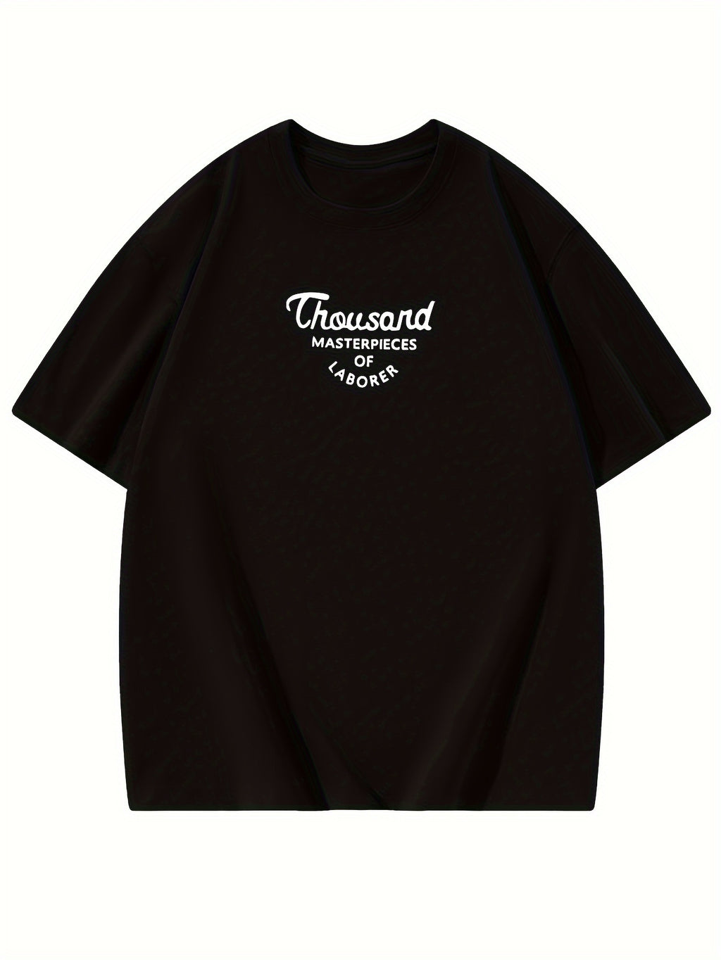 Women's Oversized T-Shirt - Loose Fit Short Sleeve Top with Letter '' Print, Round Neck Casual Summer Blouse for Spring Summer Fall, Breathable Casual Attire (Hand Washable) - Black