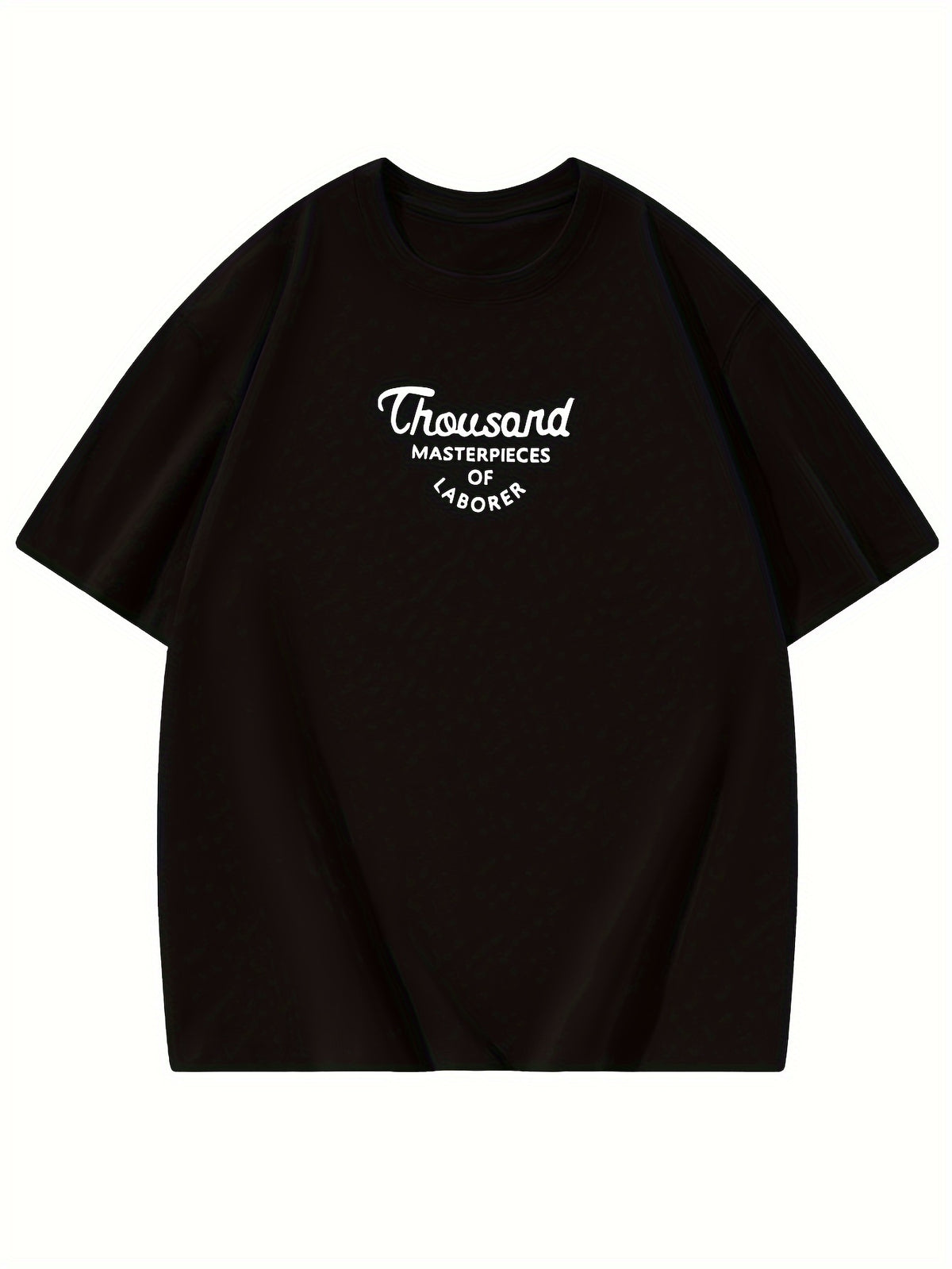 Women's Oversized T-Shirt - Loose Fit Short Sleeve Top with Letter '' Print, Round Neck Casual Summer Blouse for Spring Summer Fall, Breathable Casual Attire (Hand Washable) - Black