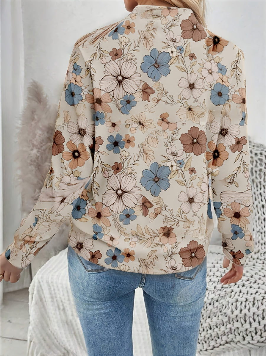 Women'S Floral Print Casual Lightweight Jacket for Spring, Autumn, And Early Winter - Mixed colors