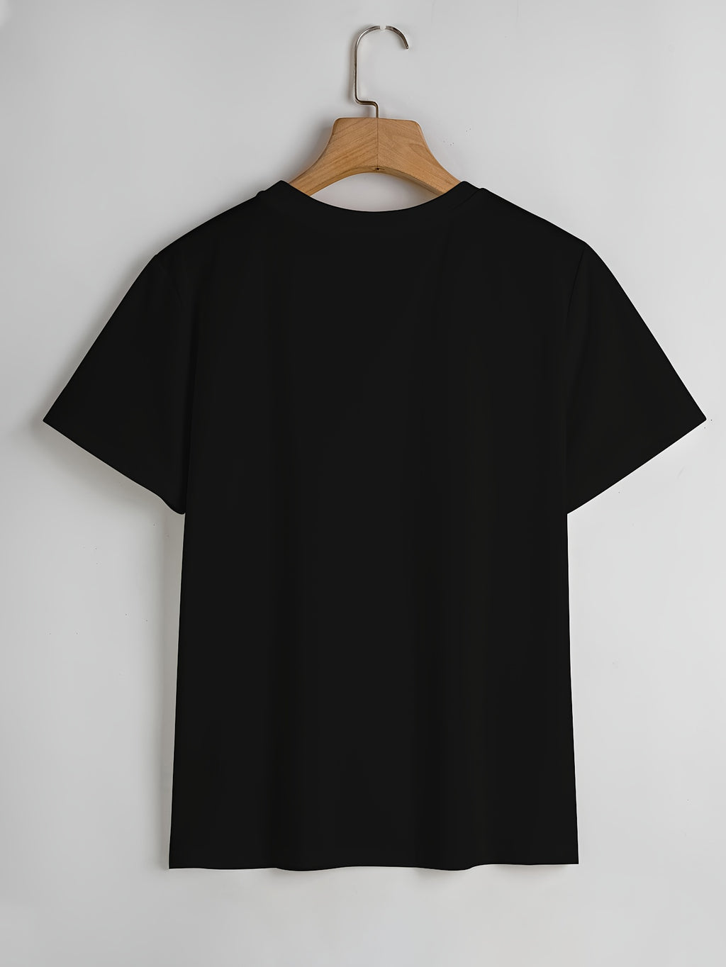 Short-Sleeved Round-Neck T-Shirt with a Vibrant Floral Print - Black