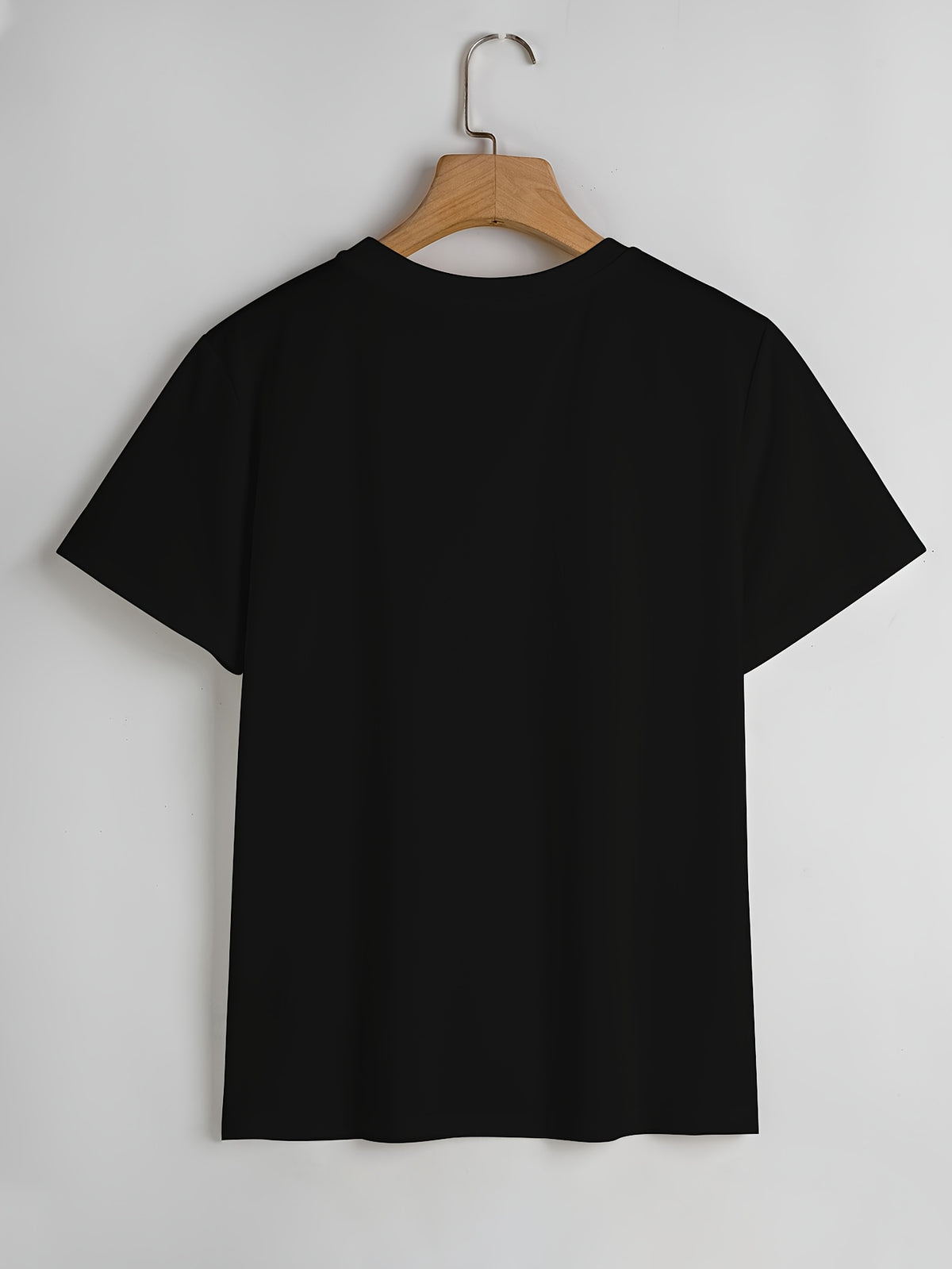 Short-Sleeved Round-Neck T-Shirt with a Vibrant Floral Print - Black